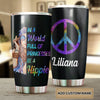 Camellia Personalized I A worl Full Of Princess Be Hippie Stainless Steel Tumbler-Sweat-Proof Double Wall Travel Cup With Lid Gift For Hippie Girl 02