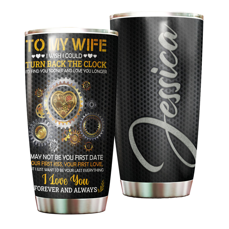 Camellia Personalized Loving Letter From Husband To wife Stainless Steel Tumbler-Sweat-Proof Double Wall Cup With Lid Gift For Anniversary Valentine's Day