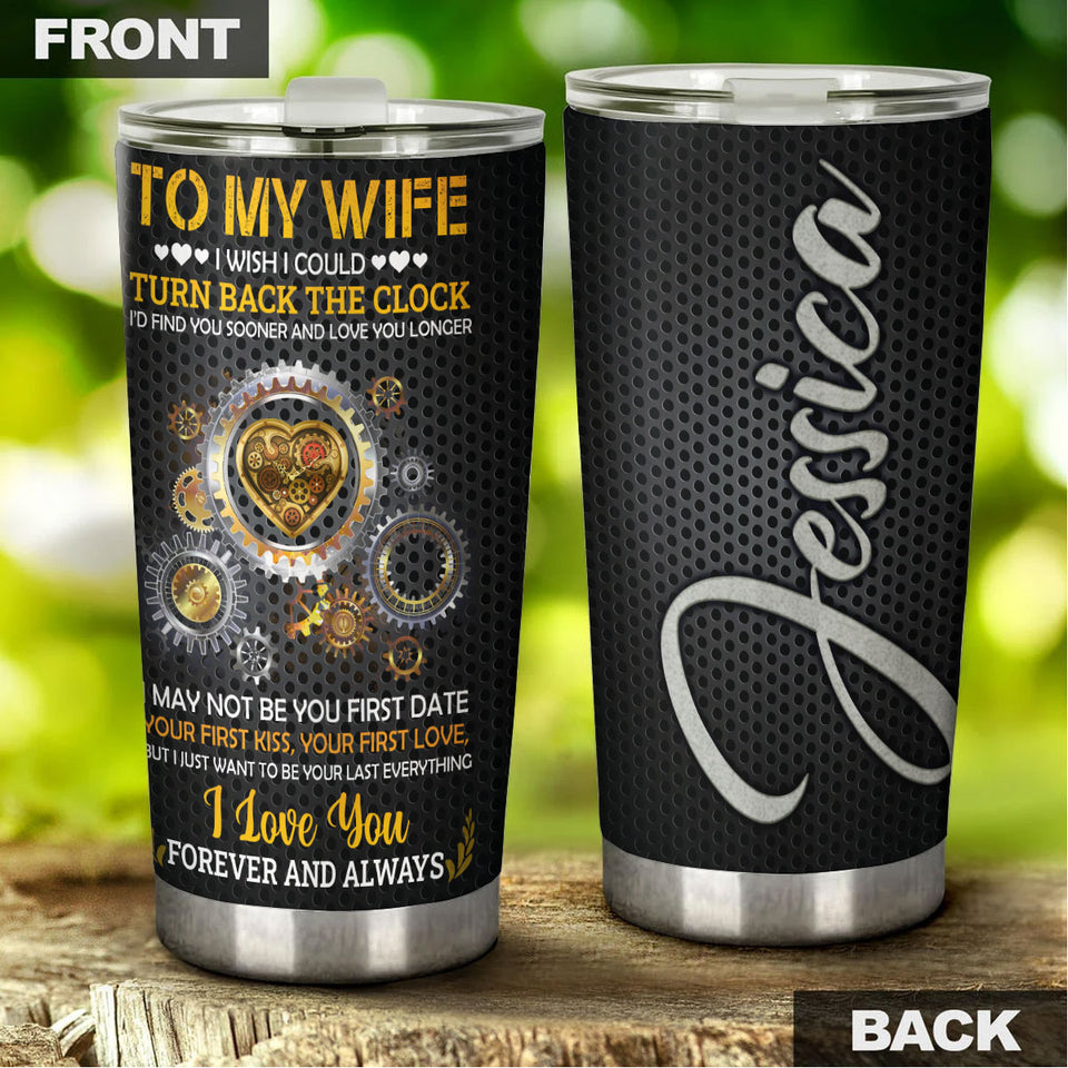 Camellia Personalized Loving Letter From Husband To wife Stainless Steel Tumbler-Sweat-Proof Double Wall Cup With Lid Gift For Anniversary Valentine's Day