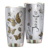 Camellia Personalized Butterfly Jewelry Metal Style Yellow Stainless Steel Tumbler - Double-Walled Insulation Vacumm Flask - For Thanksgiving, Memorial Day, Christians, Christmas Gift