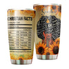 Camellia Personalized Christian Facts Stainless Steel Tumbler - Customized Double-Walled Insulation Travel Thermal Cup With Lid Gift For Christian Black Queen