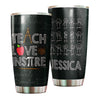 Camellia Personalized Teach Love Inspire Stainless Steel Tumbler-Sweat-Proof Double Wall Cup With Lid Gift For Math Teacher