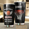 Camellia Persionalized 3D Basketball Blood Runs Through My Veins Stainless Steel Tumbler - Customized Double - Walled Insulation Travel Thermal Cup With Lid Gift For Basketball Player