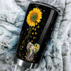 Camellia Personalized Cute Elephant And Sunflower Stainless Steel Tumbler-Double-Walled Insulated Cup With Lid Travel Mug