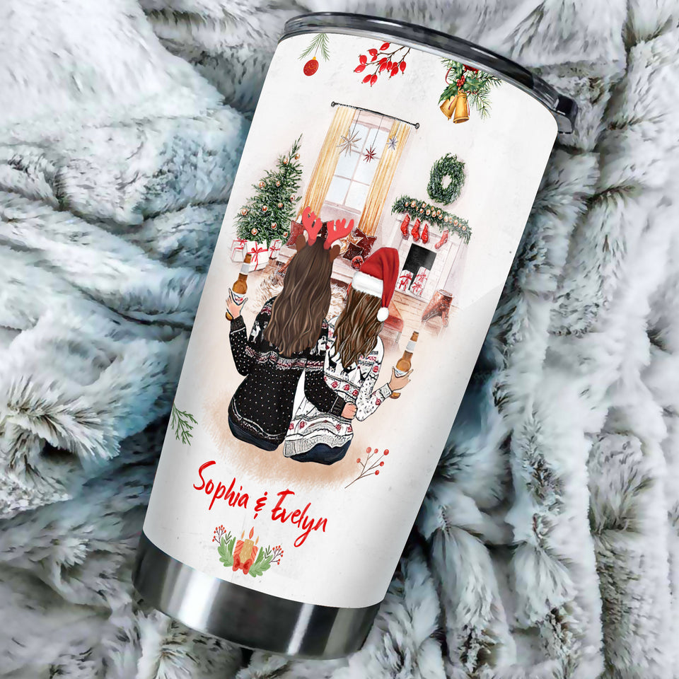 Camellia Personalized Best Friend In Christmas Stainless Steel Tumbler - Double-Walled Insulation Vacumm Flask - Gift For Christmas, Thanksgiving