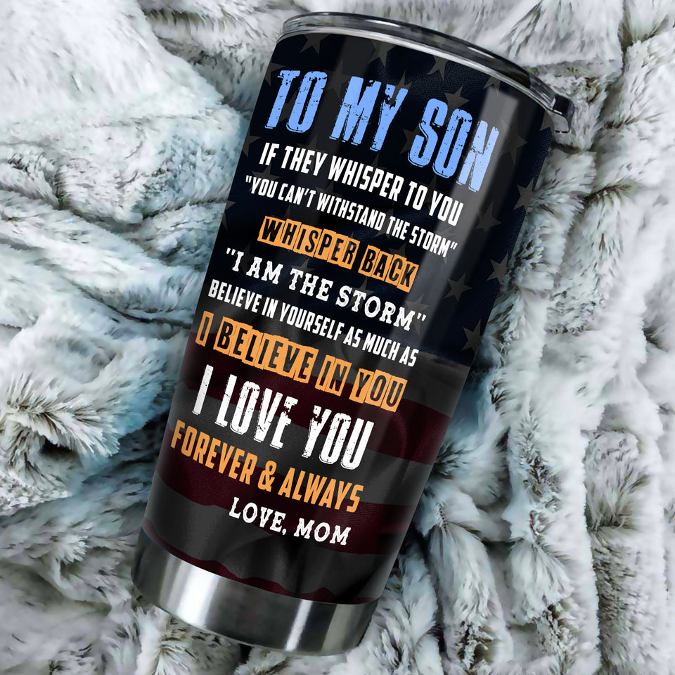 Camellia Personalized 3D Eagle To My Son I Love You Forever And Always Stainless Steel Tumbler - Customized Double-Walled Insulation Travel Thermal Cup With Lid