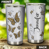 Camellia Personalized Butterfly Jewelry Metal Style Yellow Stainless Steel Tumbler - Double-Walled Insulation Vacumm Flask - For Thanksgiving, Memorial Day, Christians, Christmas Gift