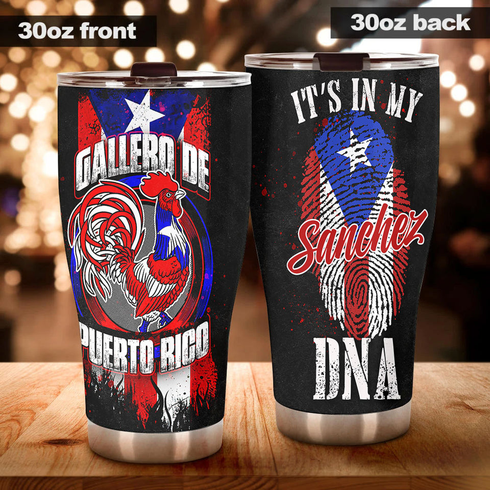 Camellia Personalized Chicken Gallero De Puerto Rigo Its In My DNA Stainless Steel Tumbler - Customized Double-Walled Insulation Travel Thermal Cup With Lid