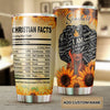 Camellia Personalized Christian Facts Stainless Steel Tumbler - Customized Double-Walled Insulation Travel Thermal Cup With Lid Gift For Christian Black Queen