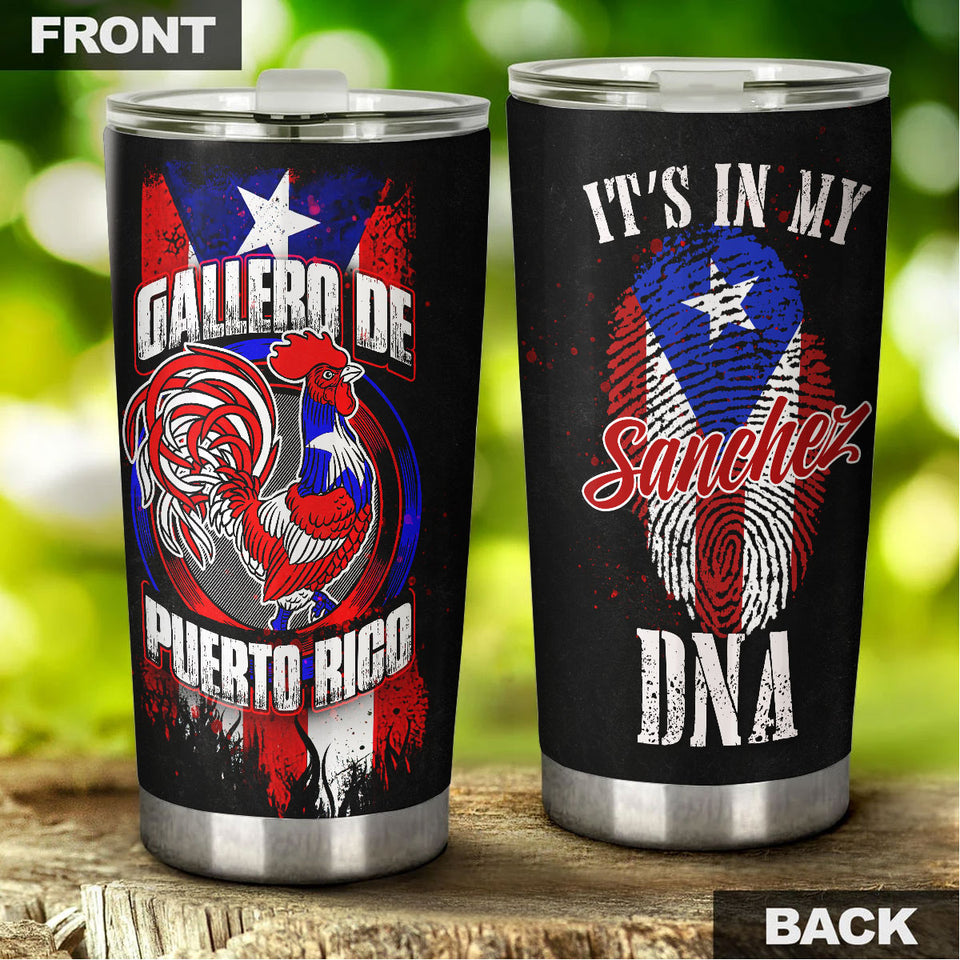 Camellia Personalized Chicken Gallero De Puerto Rigo Its In My DNA Stainless Steel Tumbler - Customized Double-Walled Insulation Travel Thermal Cup With Lid