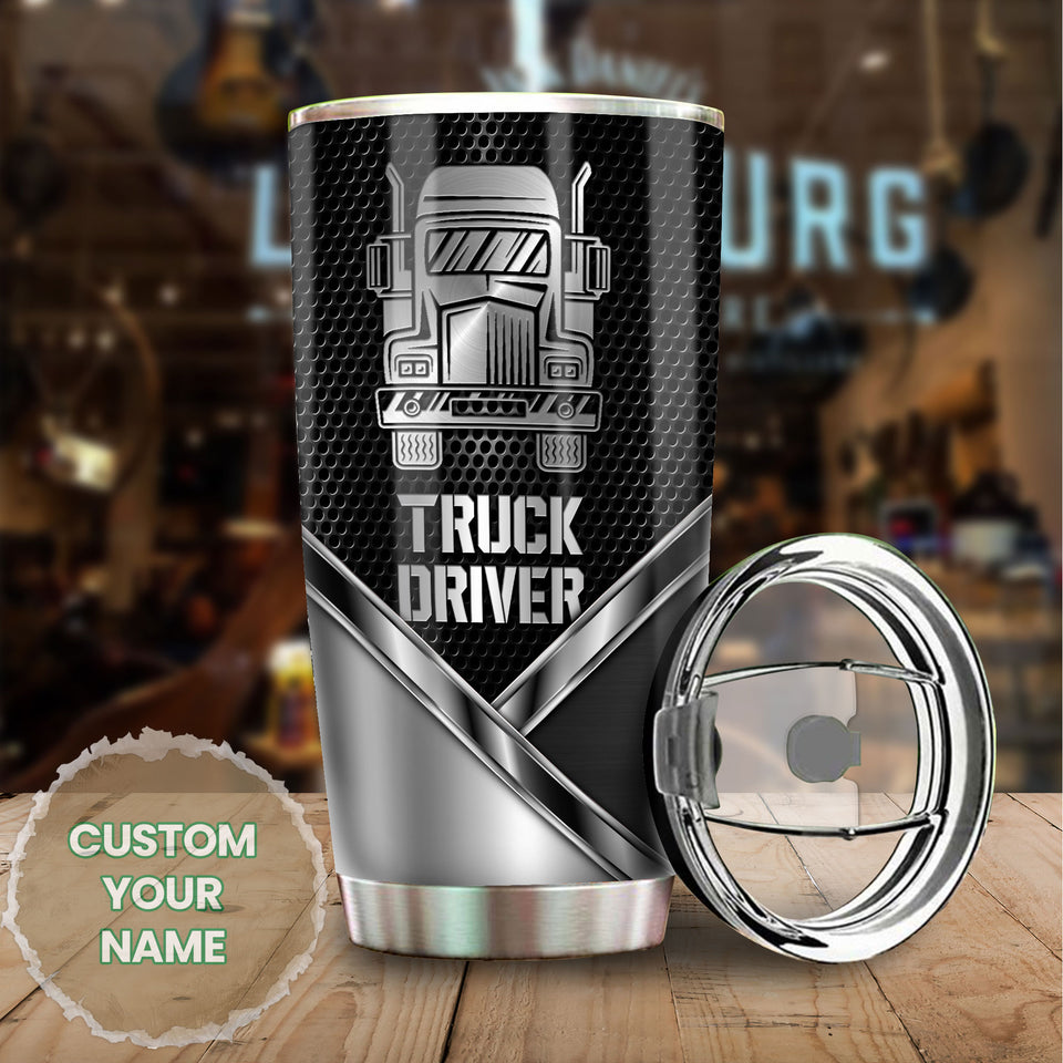 Camellia Personalized Truck Driver Stainless Steel Tumbler-Double-Walled Insulation Cup With Lid Gift For Trucker