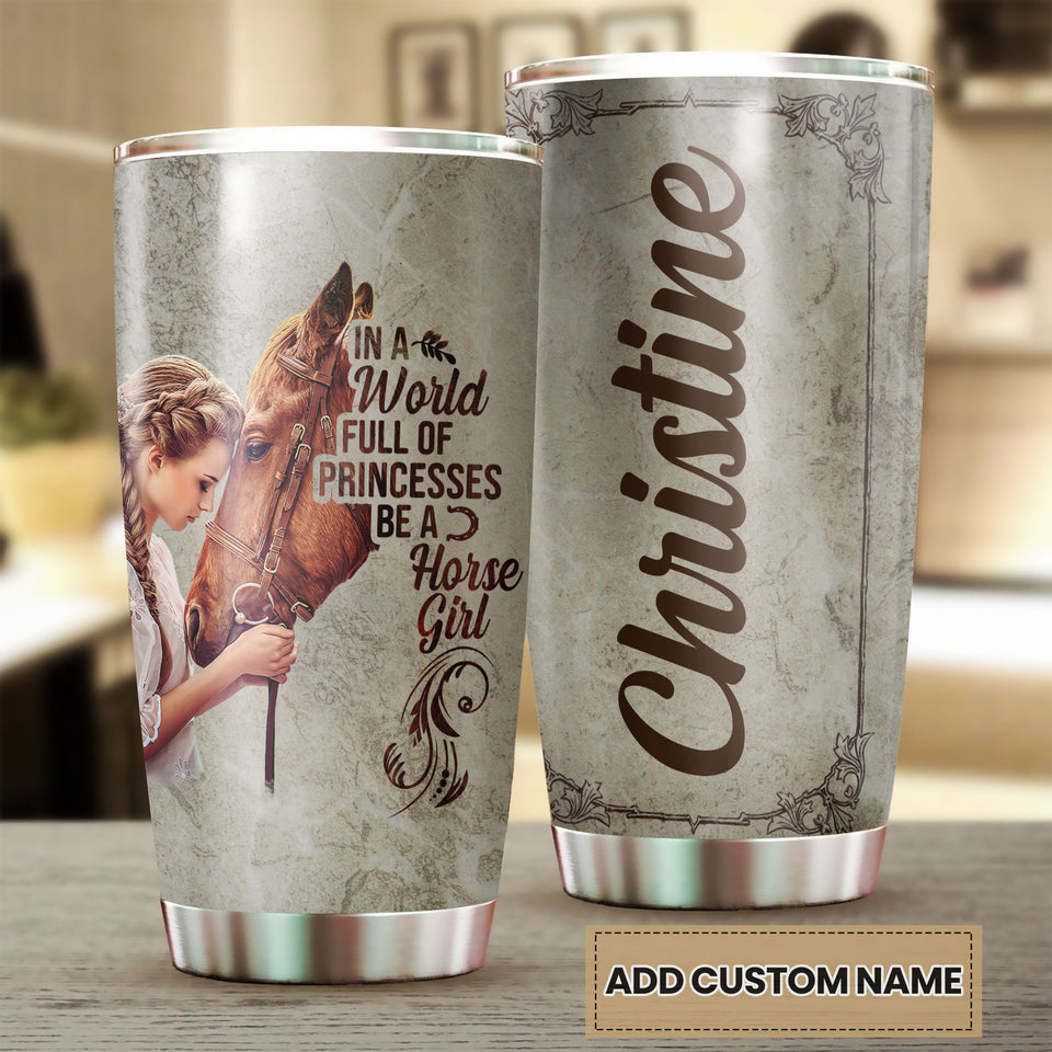 Camellia Personalized Horse Girl Stainless Steel Tumbler - Double-Walled Insulation Vacumm Flask - Gift For Horse Lovers, Cowgirls, Cowboys, Perfect Christmas, Thanksgiving Gift 02