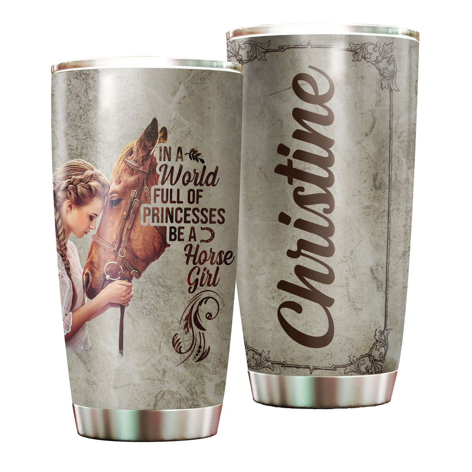 Camellia Personalized Horse Girl Stainless Steel Tumbler - Double-Walled Insulation Vacumm Flask - Gift For Horse Lovers, Cowgirls, Cowboys, Perfect Christmas, Thanksgiving Gift 02