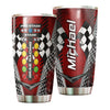 Camellia Personalized Drag Racing Stainless Steel Tumbler - Customized Double-Walled Insulation Travel Thermal Cup With Lid Gift For Racer
