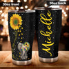 Camellia Personalized Cute Elephant And Sunflower Stainless Steel Tumbler-Double-Walled Insulated Cup With Lid Travel Mug