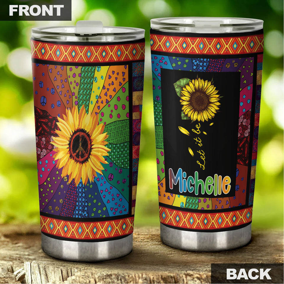 Camellia Personalized Hippie Sunflower Stainless Steel Tumbler-Double-Walled Insulation Travel Cup With Lid 01