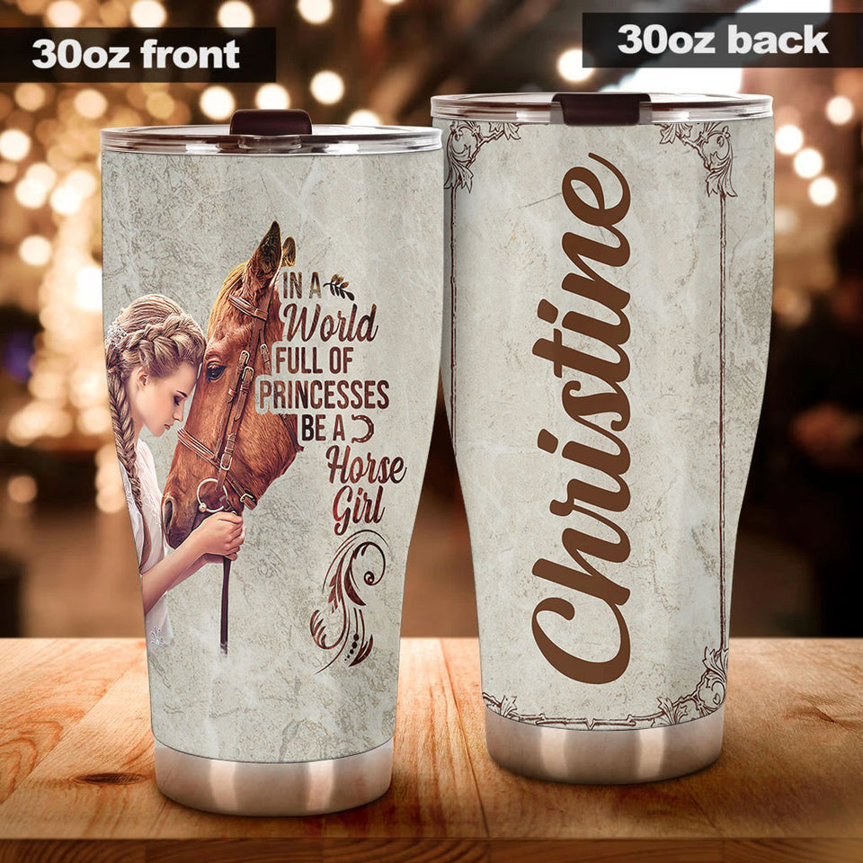 Camellia Personalized Horse Girl Stainless Steel Tumbler - Double-Walled Insulation Vacumm Flask - Gift For Horse Lovers, Cowgirls, Cowboys, Perfect Christmas, Thanksgiving Gift 02