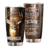 Camellia Persionalized 3D Daughter Thank To Dad  Stainless Steel Tumbler - Customized Double - Walled Insulation Travel Thermal Cup With Lid Gift For Deer Lover Dad