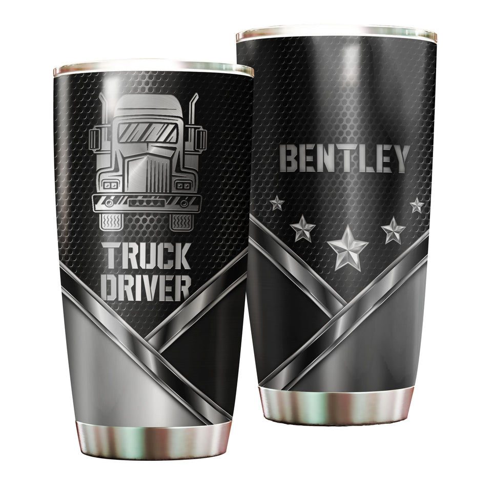 Camellia Personalized Truck Driver Stainless Steel Tumbler-Double-Walled Insulation Cup With Lid Gift For Trucker