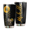 Camellia Personalized Cute Elephant And Sunflower Stainless Steel Tumbler-Double-Walled Insulated Cup With Lid Travel Mug