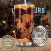 Camellia Personalized Leather Dragon Stainless Steel Tumbler - Customized Double-Walled Insulation Travel Thermal Cup With Lid Gift For Dragon Lover