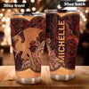 Camellia Personalized Leather Dragon Stainless Steel Tumbler - Customized Double-Walled Insulation Travel Thermal Cup With Lid Gift For Dragon Lover