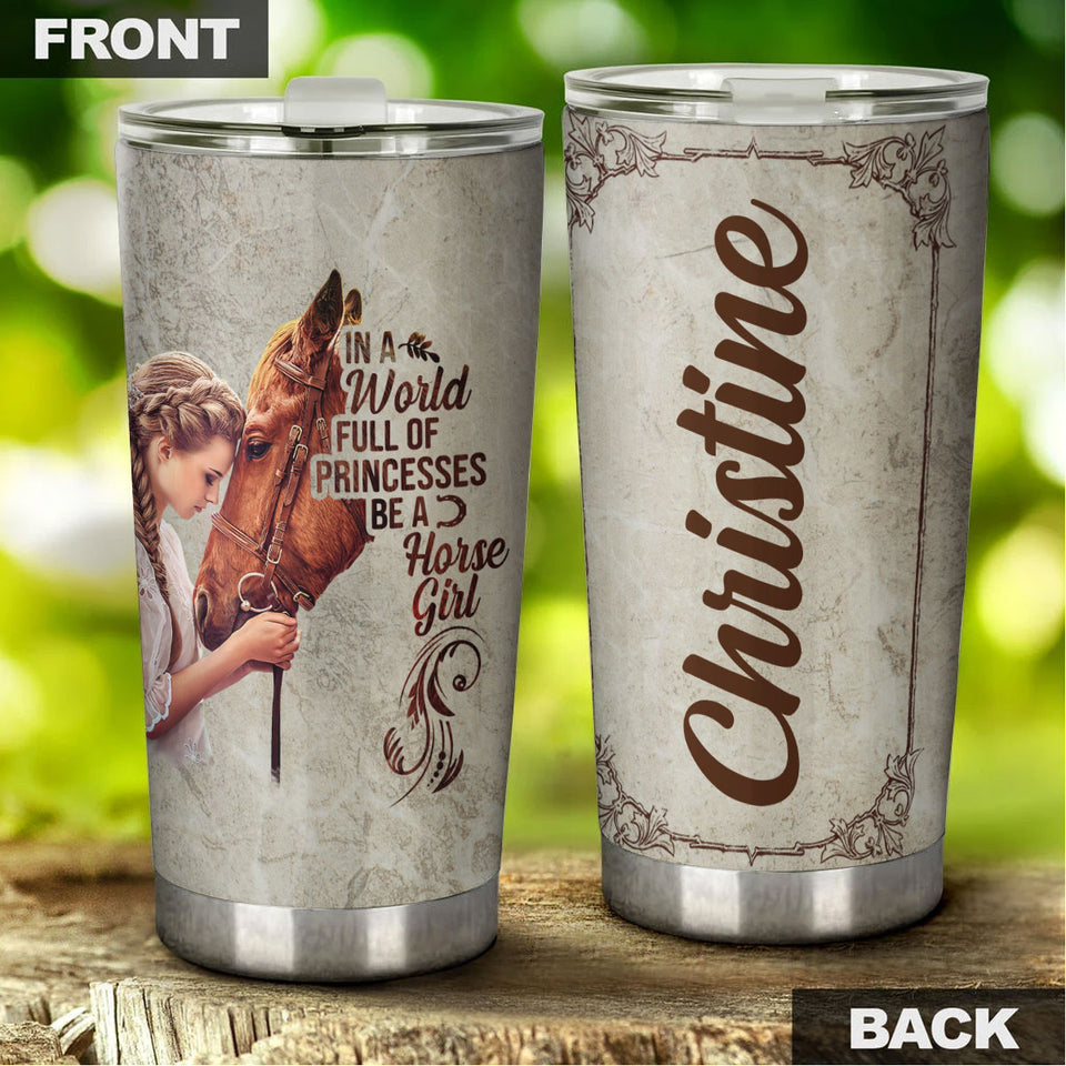 Camellia Personalized Horse Girl Stainless Steel Tumbler - Double-Walled Insulation Vacumm Flask - Gift For Horse Lovers, Cowgirls, Cowboys, Perfect Christmas, Thanksgiving Gift 02