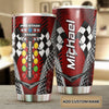 Camellia Personalized Drag Racing Stainless Steel Tumbler - Customized Double-Walled Insulation Travel Thermal Cup With Lid Gift For Racer