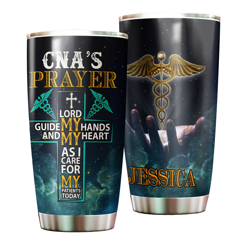 Camellia Personalized CNAs Prayer Stainless Steel Tumbler - Customized Double-Walled Insulation Travel Thermal Cup With Lid