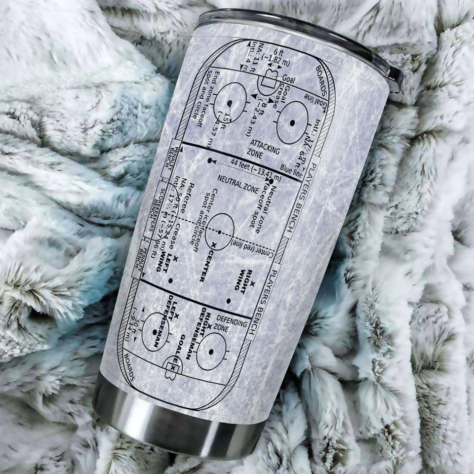 Camellia Personalized Ice Hockey Stainless Steel Tumbler-Double-Walled Insulation Cup With Lid Gift For Hockey Player