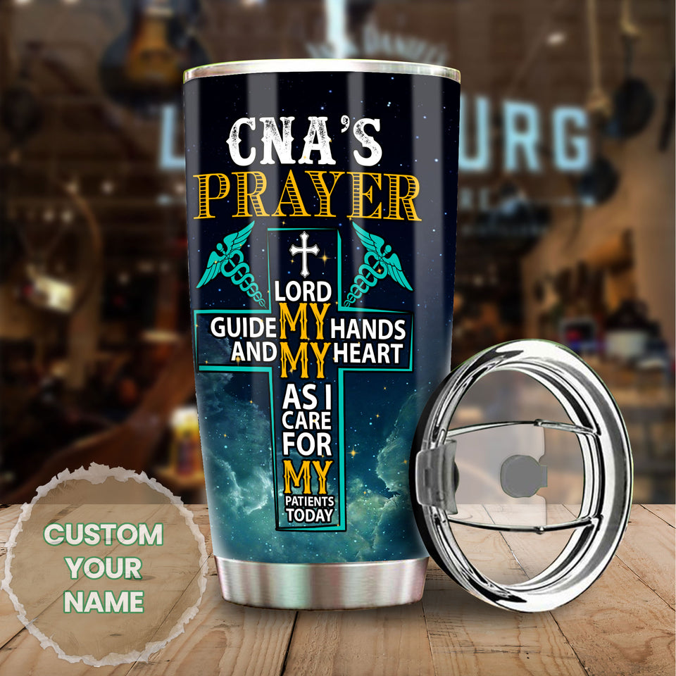 Camellia Personalized CNAs Prayer Stainless Steel Tumbler - Customized Double-Walled Insulation Travel Thermal Cup With Lid