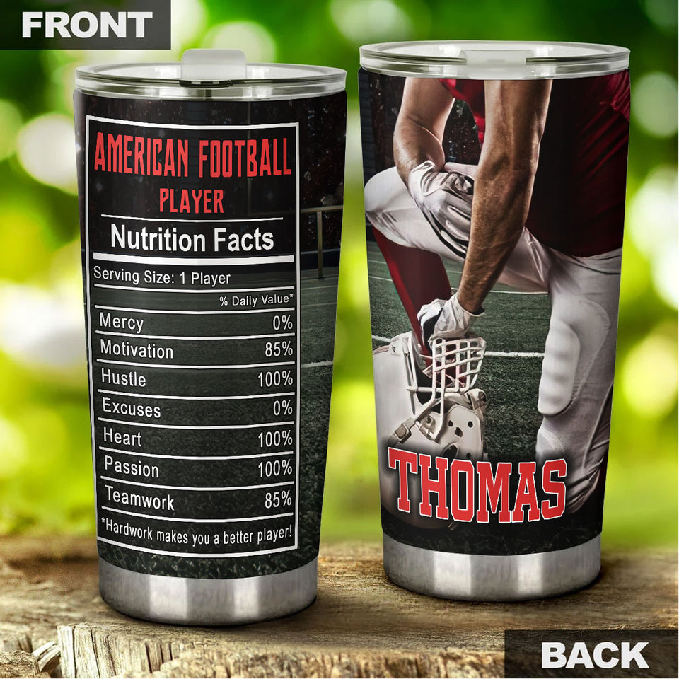 Camellia Personalized American Football Stainless Steel Tumbler - Double-Walled Insulation Vacumm Flask - Gift For American Football Fans
