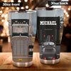 Camellia Personalized Black Truck Stainless Steel Tumbler - Double-Walled Insulation Vacumm Flask - Gift For Truck Drivers
