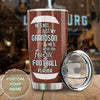 Camellia Personalized American Football To My Grandson Quotes Stainless Steel Tumbler - Double-Walled Insulation Vacumm Flask - For American Football Fans, Gift For Grandsons