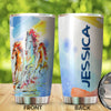 Camellia Personalized Horse Painting Art Stainless Steel Tumbler - Double-Walled Insulation Vacumm Flask - Gift For Horse Lovers, Cowgirls, Cowboys, Perfect Christmas, Thanksgiving Gift