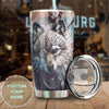 Camellia Persionalized 3D Wolf Dreamcatcher Stainless Steel Tumbler - Customized Double - Walled Insulation Travel Thermal Cup With Lid Gift For Wolf Lover
