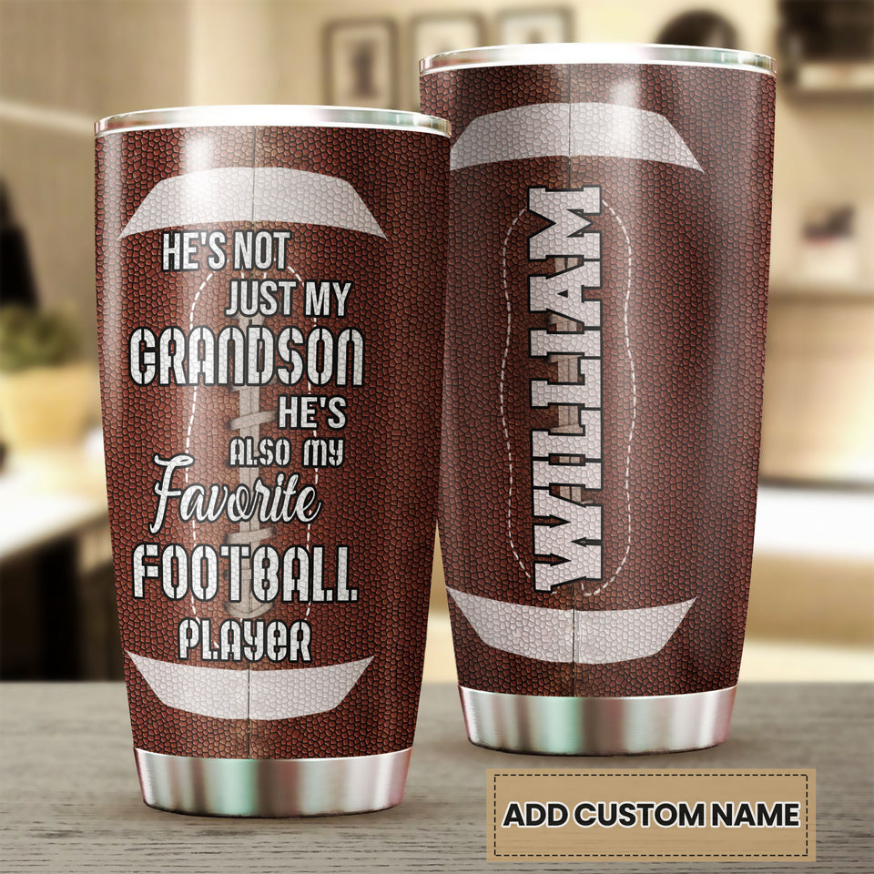 Camellia Personalized American Football To My Grandson Quotes Stainless Steel Tumbler - Double-Walled Insulation Vacumm Flask - For American Football Fans, Gift For Grandsons