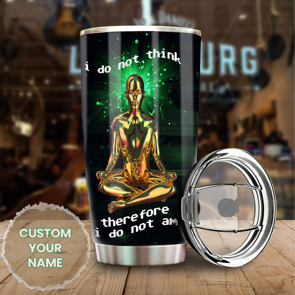 Camellia Persionalized 3D Meditation Stainless Steel Tumbler - Customized Double - Walled Insulation Thermal Cup With Lid Gift For Meditator Yoga Lover