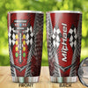 Camellia Personalized Drag Racing Stainless Steel Tumbler - Customized Double-Walled Insulation Travel Thermal Cup With Lid Gift For Racer