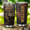 Camellia Personalized 3D American Army Veteran Stainless Steel Tumbler - Customized Double-Walled Insulation Thermal Cup With Lid