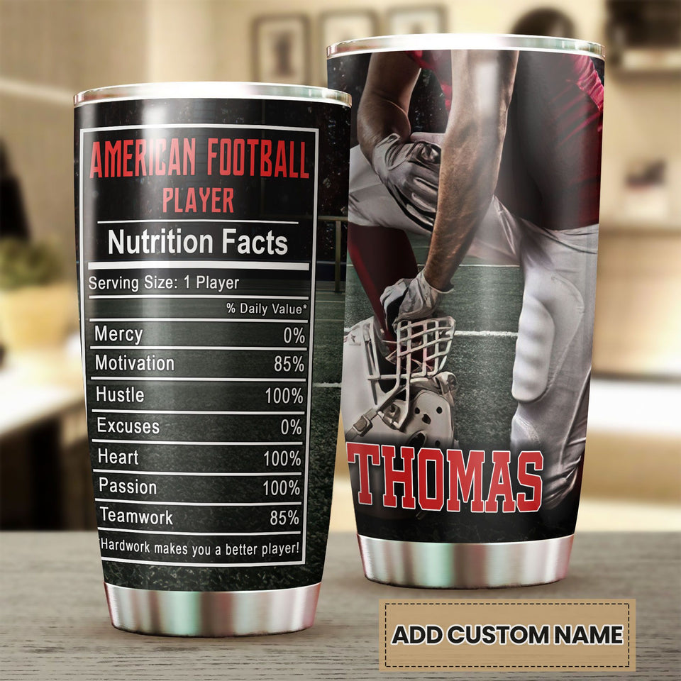 Camellia Personalized American Football Stainless Steel Tumbler - Double-Walled Insulation Vacumm Flask - Gift For American Football Fans