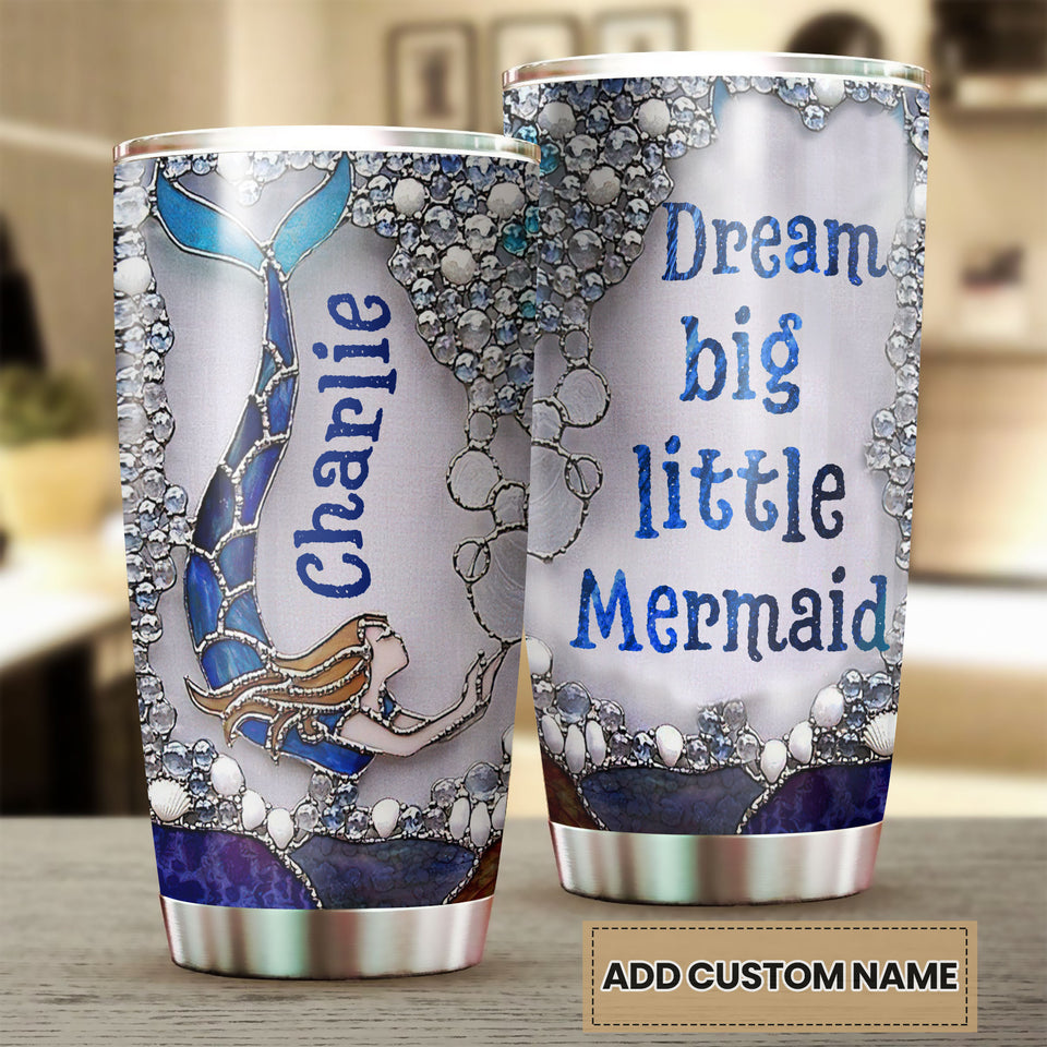 Camellia Personalized Dream Bijg Little Mermaid Stainless Steel Tumbler-Double-Walled Insulation Travel Cup With Lid