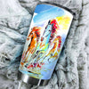 Camellia Personalized Horse Painting Art Stainless Steel Tumbler - Double-Walled Insulation Vacumm Flask - Gift For Horse Lovers, Cowgirls, Cowboys, Perfect Christmas, Thanksgiving Gift