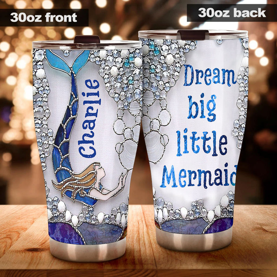 Camellia Personalized Dream Bijg Little Mermaid Stainless Steel Tumbler-Double-Walled Insulation Travel Cup With Lid