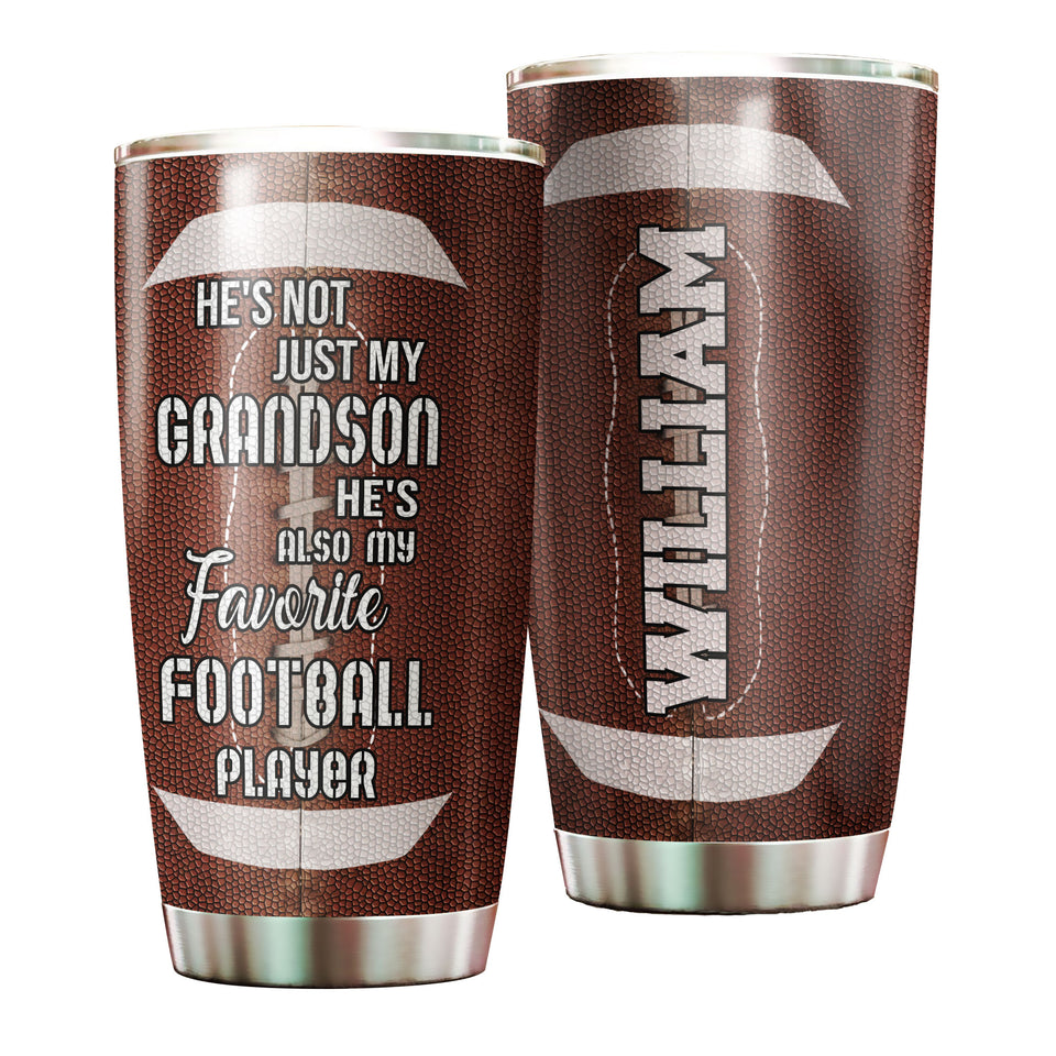 Camellia Personalized American Football To My Grandson Quotes Stainless Steel Tumbler - Double-Walled Insulation Vacumm Flask - For American Football Fans, Gift For Grandsons