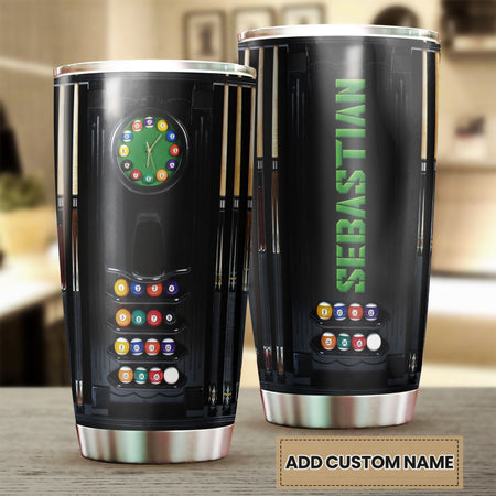 Camellia Personalized Pool Table Billiard Stainless Steel Tumbler-Double-Walled Insulated Gift For Golf Player 03