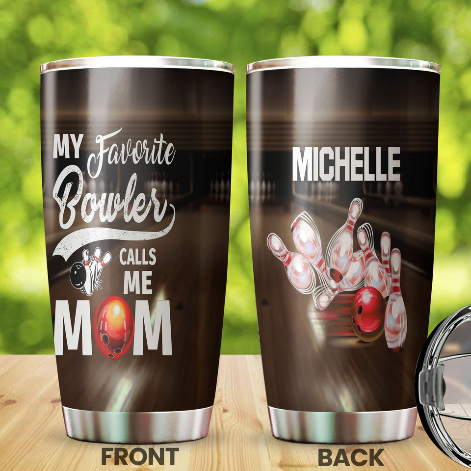 Camellia Persionalized 3D My Favourite Bowler Call Me Mom Stainless Steel Tumbler - Customized Double - Walled Insulation Thermal Cup With Lid