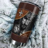 Camellia Personalized Faith Over Fear Leather Style Stainless Steel Tumbler-Double-Walled Insulation Travel Cup With Lid