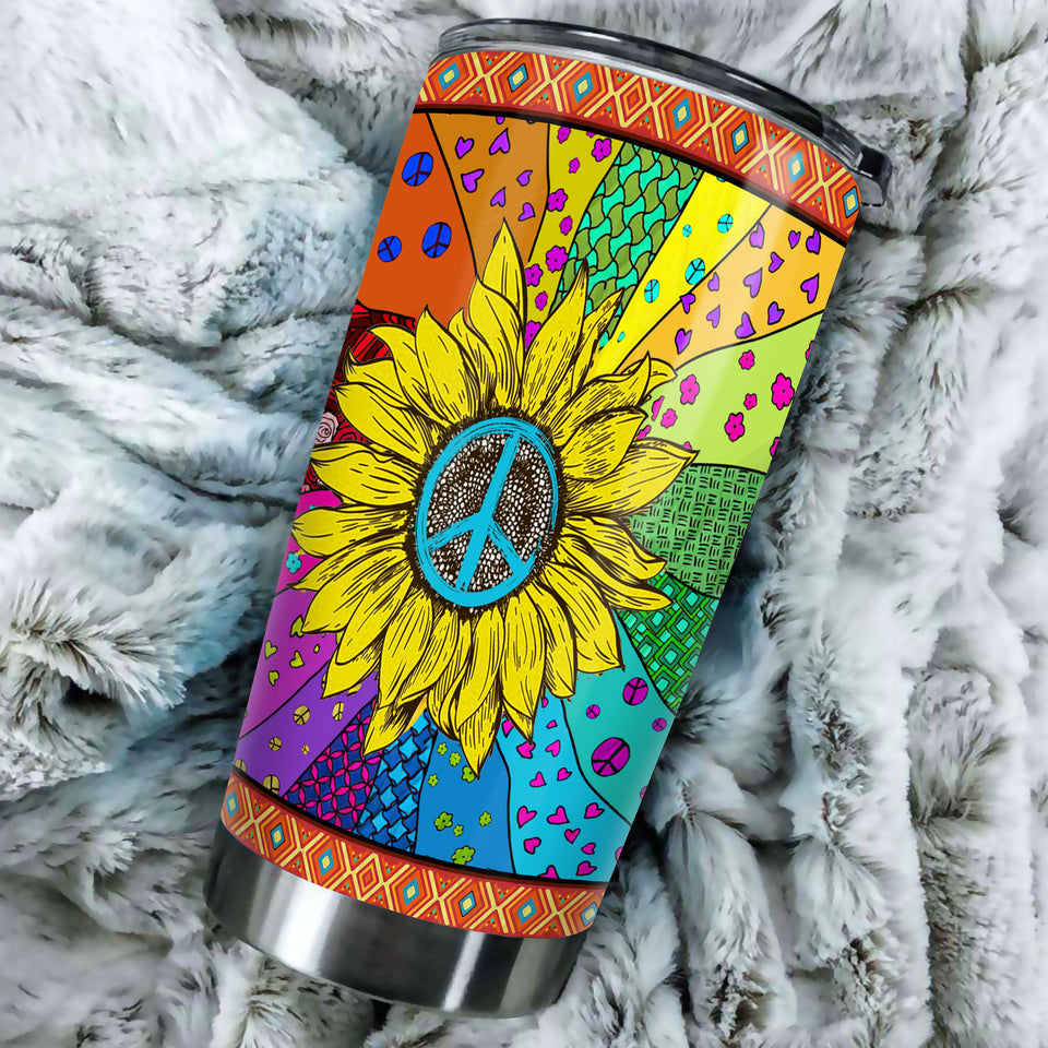 Camellia Personalized Hippie Chrysanthemum Stainless Steel Tumbler-Double-Walled Insulation Travel Cup With Lid