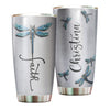 Camellia Personalized Dragonfly Faith Stainless Steel Tumbler - Customized Double-Walled Insulation Travel Thermal Cup With Lid Gift For Dragonfly Lover